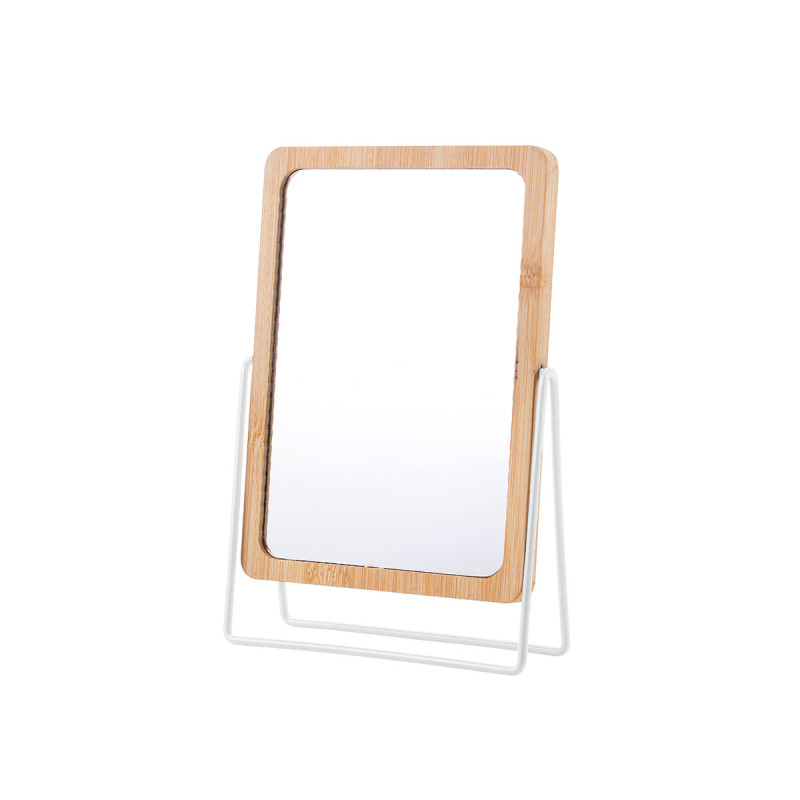 BAMBOO MIRROR WHITE METAL STAND