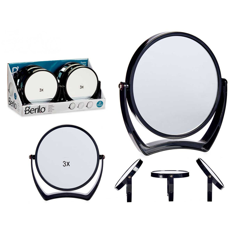 SPECCHIO PLASTICA ROTONDO NERO