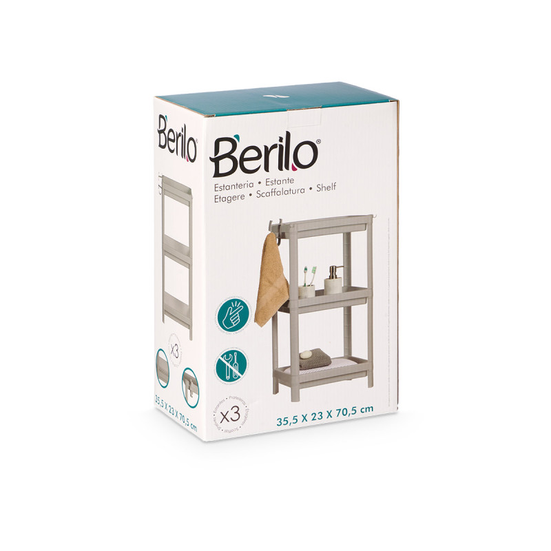 LIBRERIA PLASTICA GRIGIA 3 MENSOLE 70.5CM 