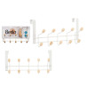 METAL HANGER 10 WHITE WOODEN HOOKS 