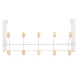 PERCHA METAL 10 GANCHOS MADERA BLANCO