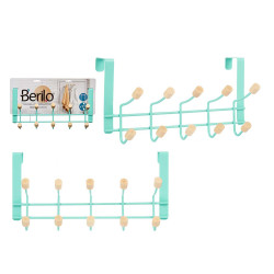 METAL HANGER 10 MINT WOODEN HOOKS 