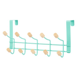 METAL HANGER 10 MINT WOODEN HOOKS 