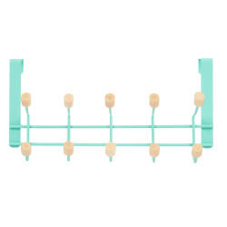 METAL HANGER 10 MINT WOODEN HOOKS 