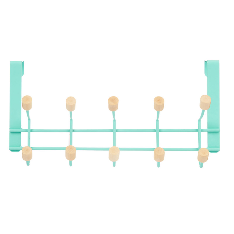 CINTRE EN MÉTAL 10 CROCHETS EN BOIS MENTHE
