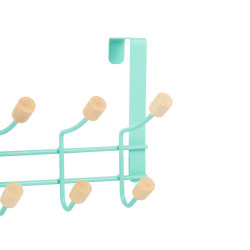 METAL HANGER 10 MINT WOODEN HOOKS 