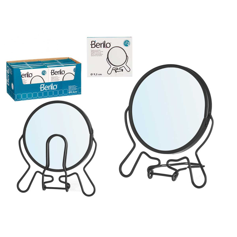 DOUBLE-SIDED MAGNIFYING MIRROR 9,5 CM BLACK