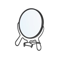 DOUBLE-SIDED MAGNIFYING MIRROR 9,5 CM BLACK