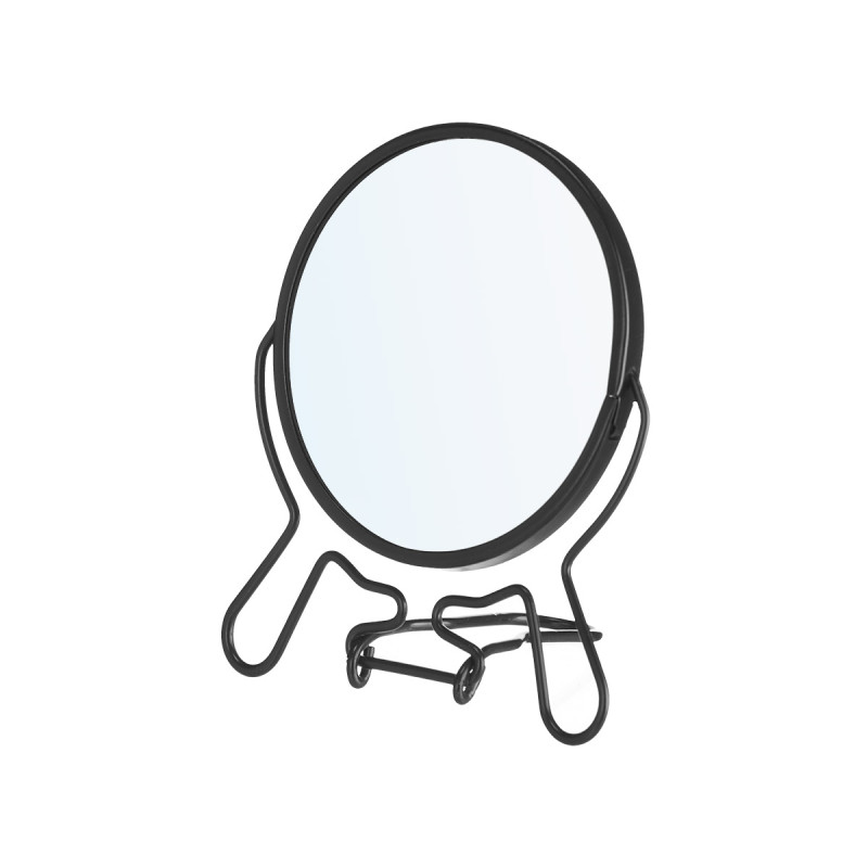DOUBLE-SIDED MAGNIFYING MIRROR 9,5 CM BLACK