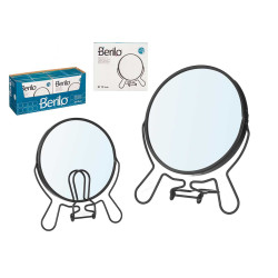 DOUBLE-SIDED MAGNIFYING MIRROR 12 CM BLACK