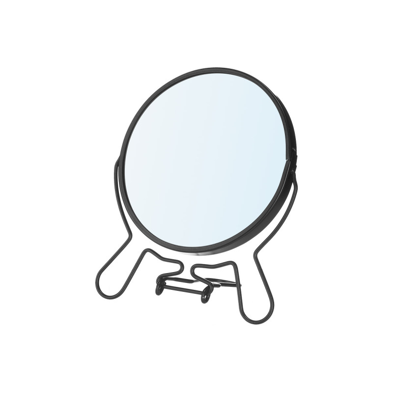 MIROIR DOUBLE FACE GROSSISSANT 12 CM NOIR