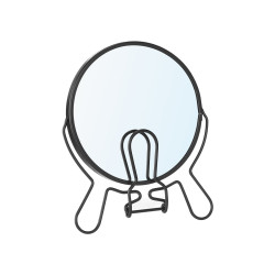 MIROIR DOUBLE FACE GROSSISSANT 12 CM NOIR