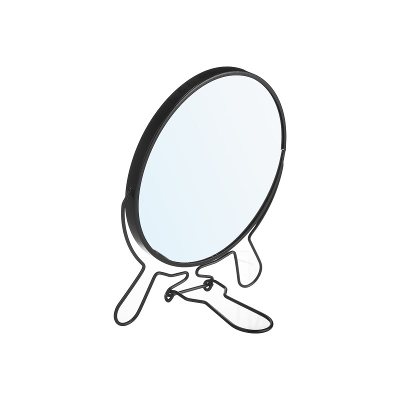 MIROIR DOUBLE FACE GROSSISSANT 14,5 CM NOIR