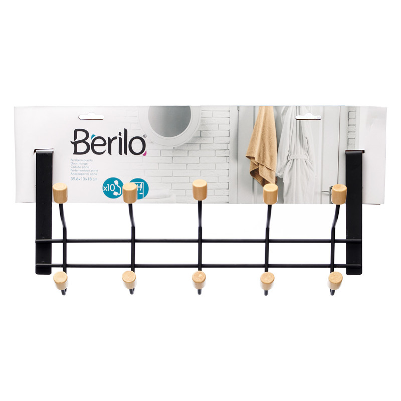 PERCHA 10 POMOS PUERTA NEGRA