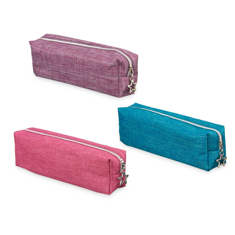 PENCIL CASE SACKCLOTH ASSORT 3 SMALL
