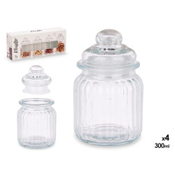 CONJ 4 FRASCOS TAMPA VIDRO RISCADO 300ML