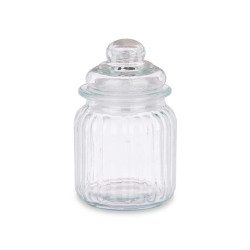 SET 4 POTS AVEC COUVERCLE EN VERRE RAYÉ 300ML