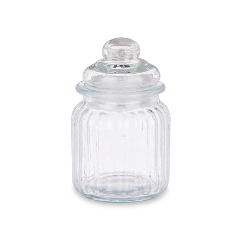 SET 4 BARATTOLO TAPPO VETRO RIGATO 300ML