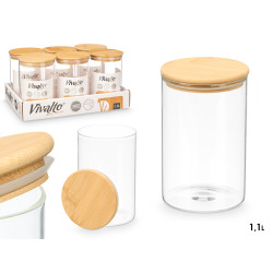 BARATTOLO ROTONDO BOROSILICATO TAPPO BAMBU 1,1L