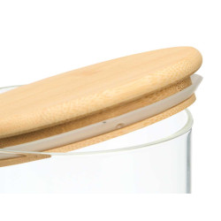 ROUND BOROSILICATE JAR BAMBOO LID 1,1L