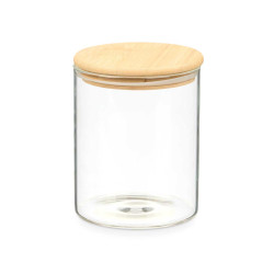 ROUND BOROSILICATE JAR BAMBOO LID 800ML