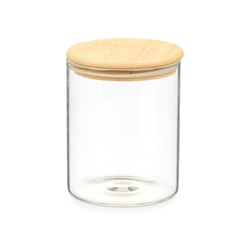 ROUND BOROSILICATE JAR BAMBOO LID 800ML