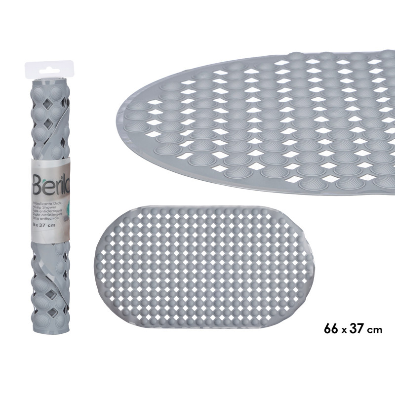 TAPIS DE DOUCHE ANTIDÉRAPANT GRIS 66X37 CM