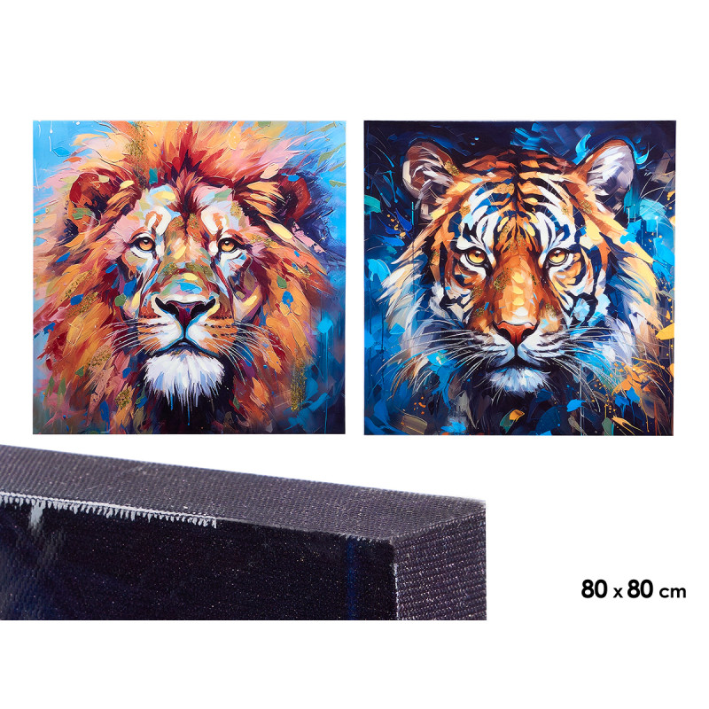 ASSORTED LION TIGER 2 CANVAS 80X80CM