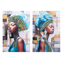 ASSORTED WOMEN WITH TURBAN RELIEF 2CANVAS 80X120CM