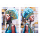 ASSORTED WOMEN WITH TURBAN RELIEF 2CANVAS 80X120CM