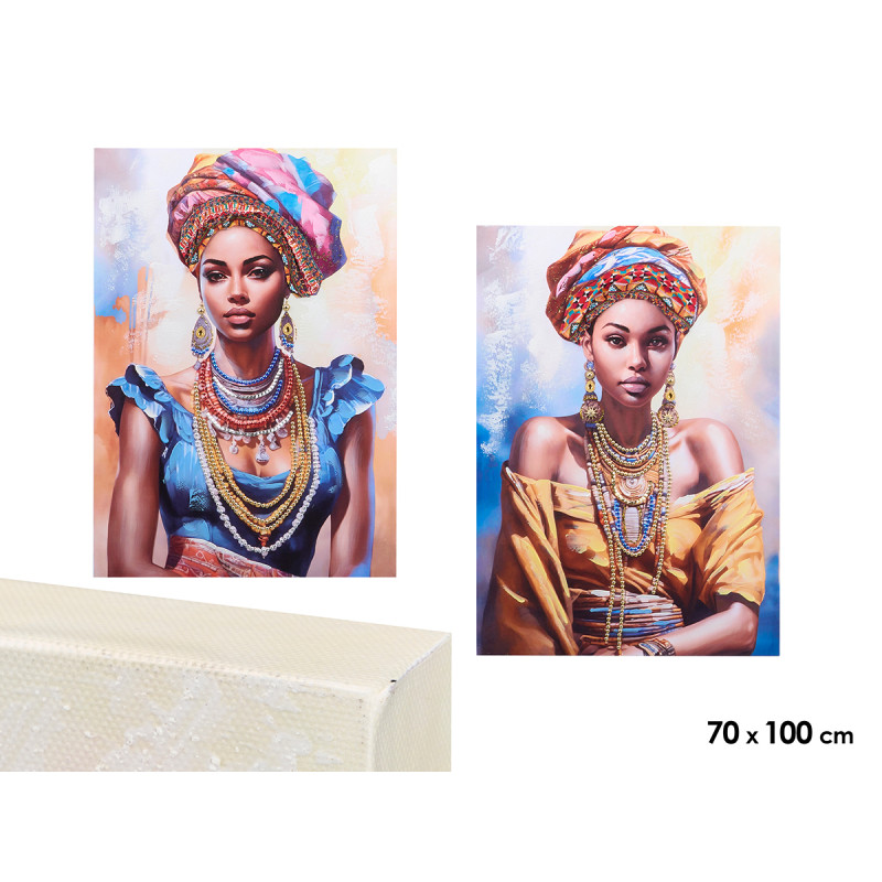 ASSORTED WOMEN TURBAN NECKLACE 2 CANVAS 70X100CM