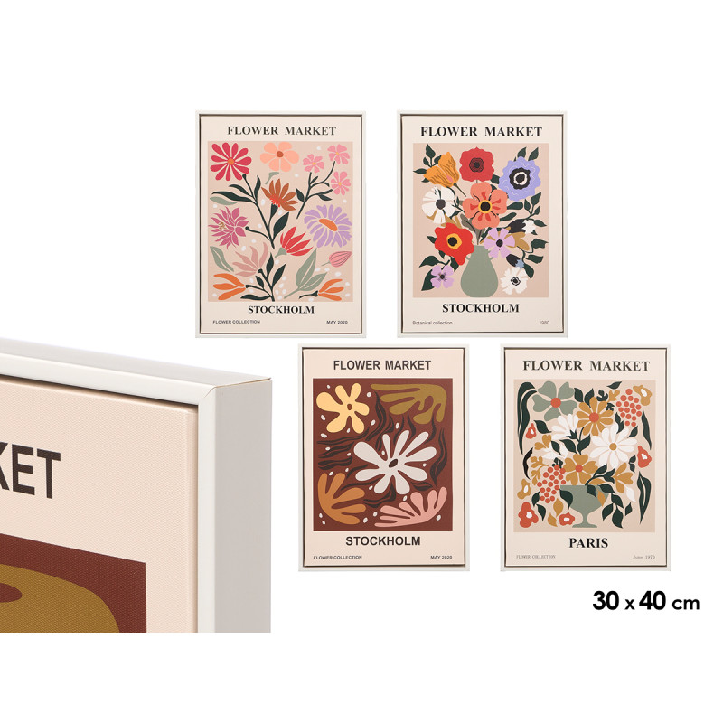 QUADRO FLOWER MARKET SORT 4 30X40CM