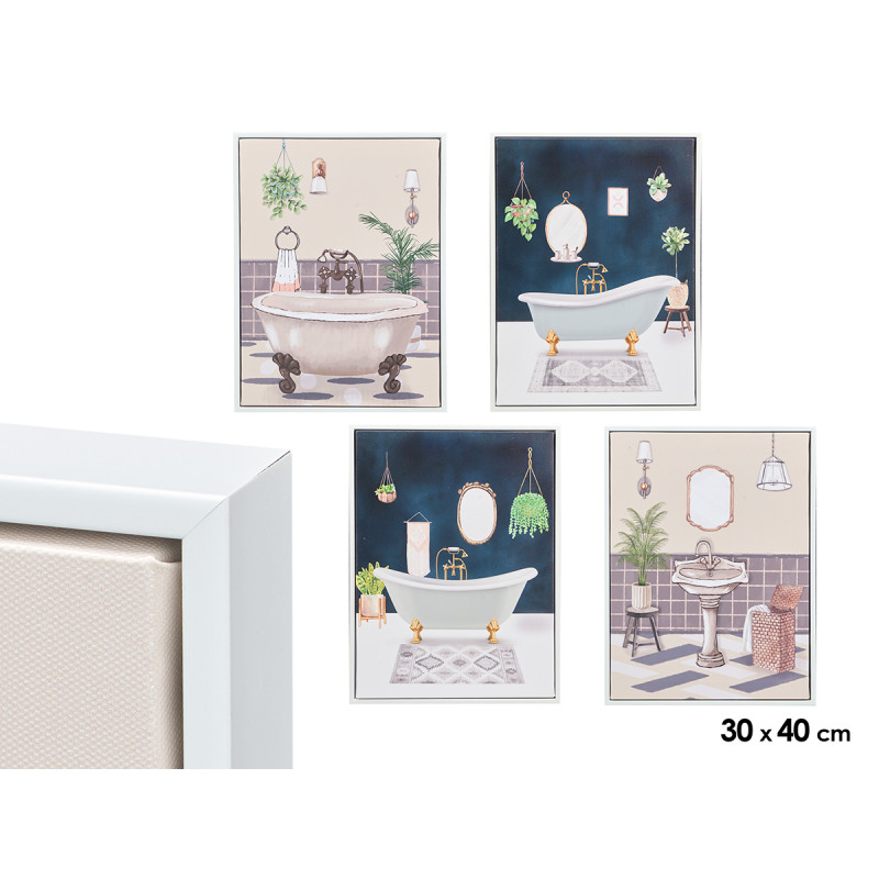 TABLEAU TOILE CADRE BLANC SALLE DE BAIN ASSORT 4