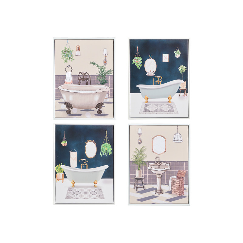 QUADRO TELA CORNICE BIANCA BAGNO ASS 4