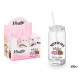 BICCHIERE TAPPO CANNUCCIA VETRO MILKSHAKE 600ML