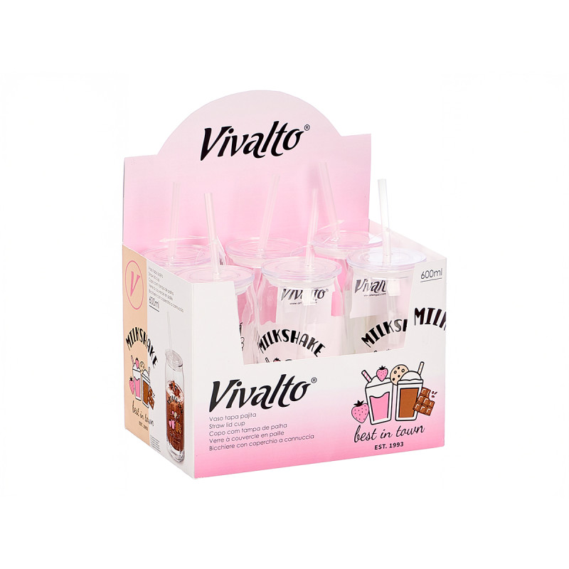 COPO COM TAMPA PALHINHA VIDRO MILKSHAKE 620ML