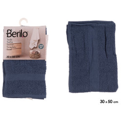 SERVIETTE LISSE 30X50 BLEU FONCE