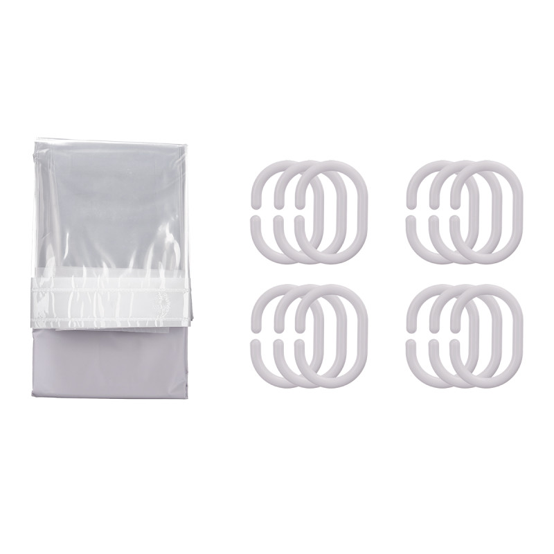 SHOWER CURTAIN PEVA 180 X 180 CM TRANSP GREY