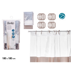 SHOWER CURTAIN PEVA 180 X 180 CM TRANSP BEIGE