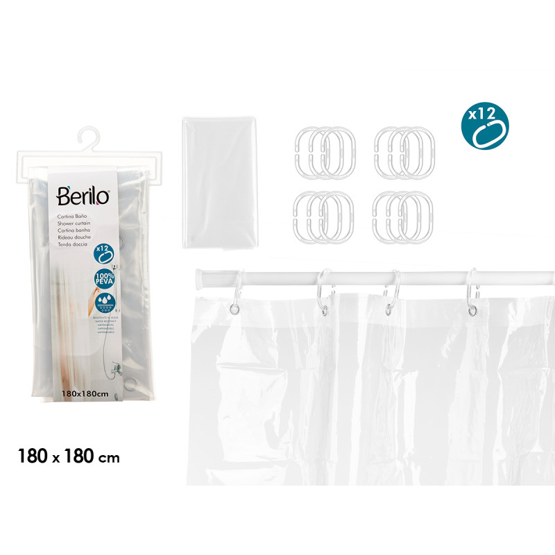 TENDA DOCCIA PEVA 180 X 180 CM TRASPARENTE