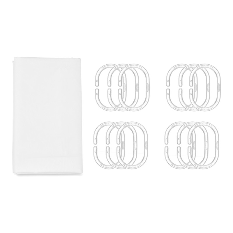 RIDEAU DE DOUCHE TRANSPARENT BLANC 180X180CM
