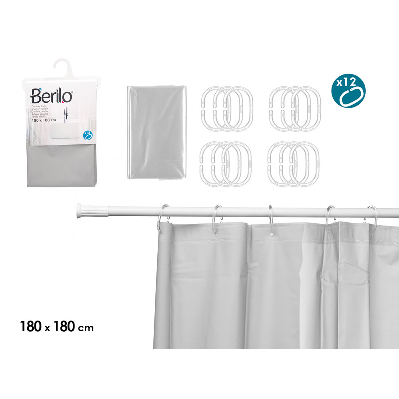 TENDA BAGNO TRASPARENTE GRIGIO 180X180CM