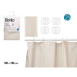 RIDEAU DE DOUCHE TRANSPARENT BEIGE 180X180CM