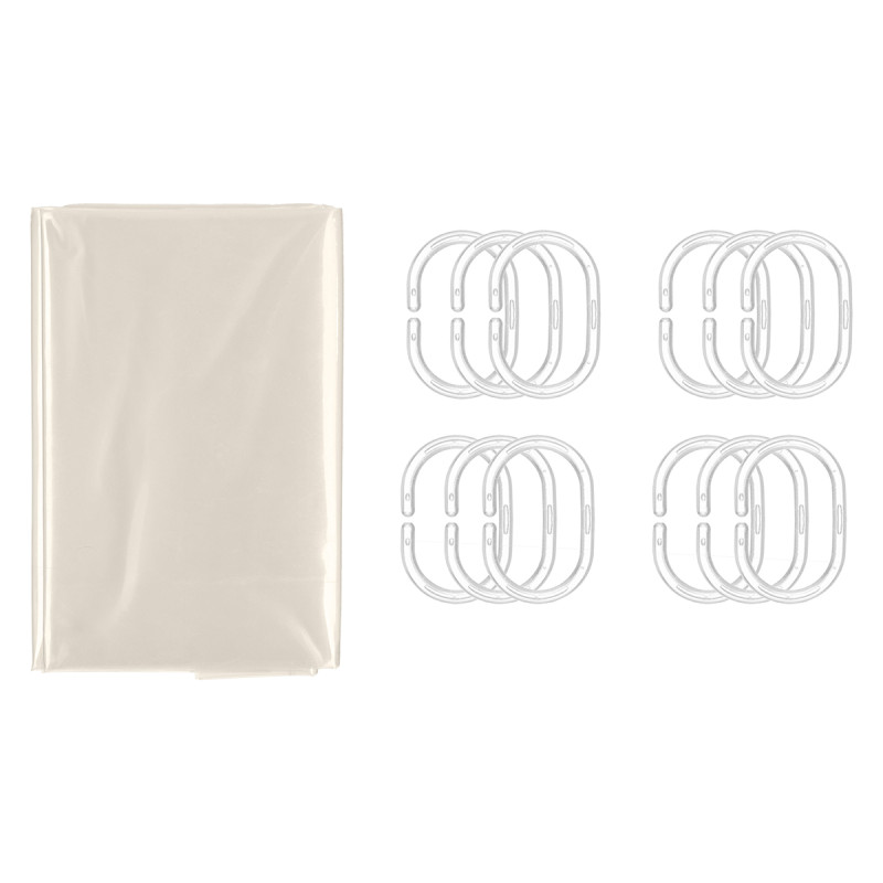 CORTINA WC TRANSPARENTE BEGE 180X180CM