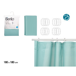 CORTINA WC TRANSPARENTE VERDE AZULADO 180X180CM