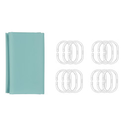 RIDEAU DE DOUCHE TRANSPARENT BLEU VERT180X180CM