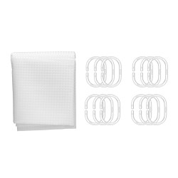 CORTINA WC POLIESTER  BRANCO PONTOS 180X180CM