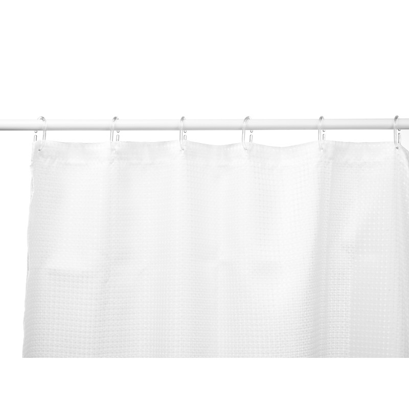 CORTINA WC POLIESTER  BRANCO PONTOS 180X180CM