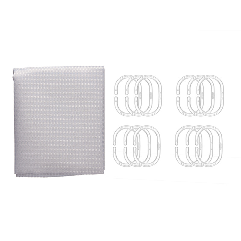 CORTINA WC POLIESTER CINZENTO PONTOS 180X180CM