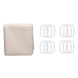RIDEAU DE DOUCHE POLYESTER BEIGE POINTS 180X180CM